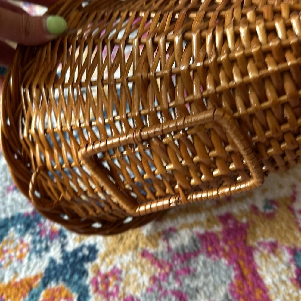 Vintage wicker cornucopia basket of plenty fall home decor